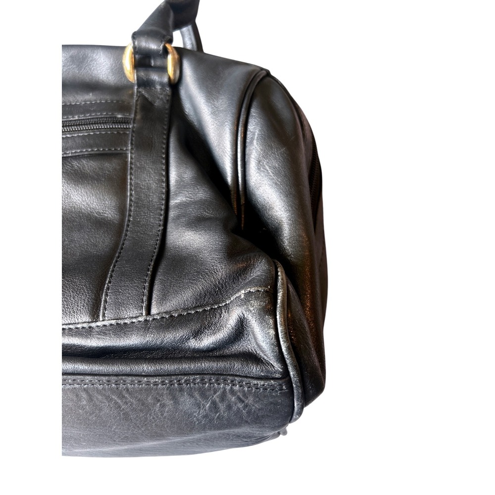 Vintage ILI New York Cowhide Leather Satchel Top Handle Bag Black 13" L X 9" H - Picture 9 of 11